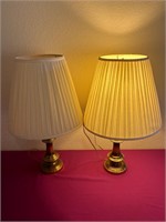 Pair Brass Tone Table Lamps