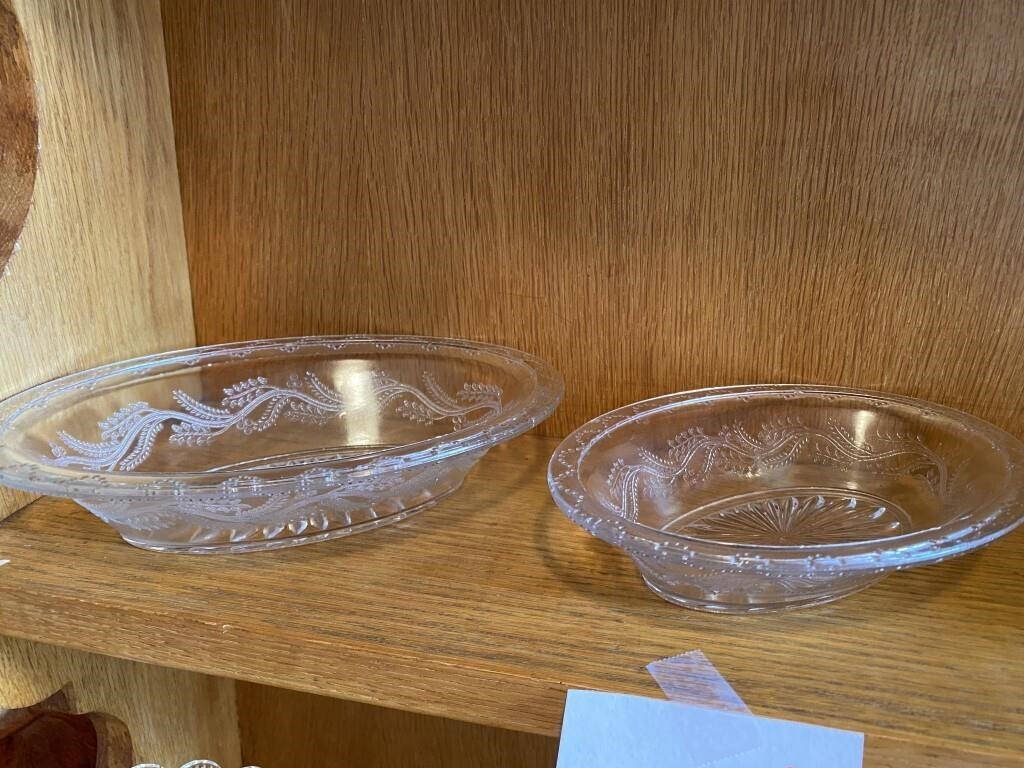 BRYCE HIGBEE BARLEY GLASS OVAL SERVING DISHES