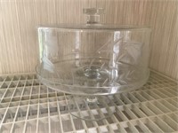 Etched Glass Cake Plate & Cover