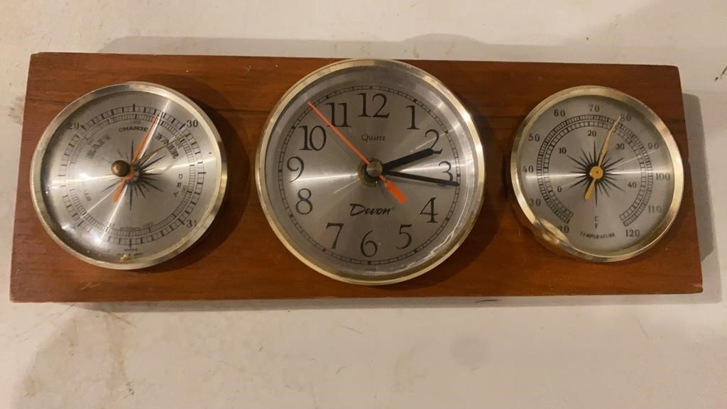 Vintage Devon Quartz Nautical Clock, Barometer