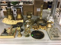 Assorted metal decorative items, figures and