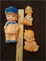 1960's sun rubber doll, kewpie and another doll