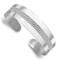 Sterling Silver- and Textured Cuff Bangle