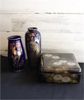 Asian Style Vases & Laquer Box