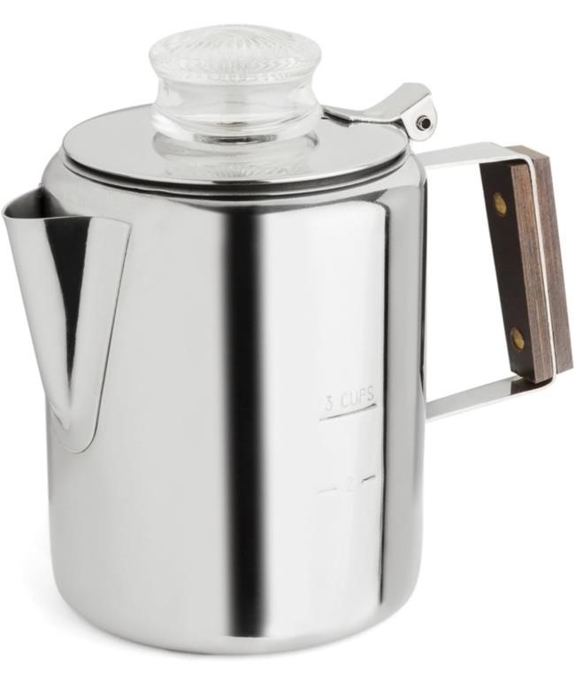 RAPID BREW STAINLESS STEEL PERCOLATOR, 2-3 CUP