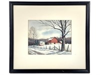 Kenneth Reeve Watercolor Brown County Red Barn