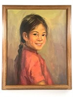 Oil on Canvas Portrait Young Girl from Hong Kong