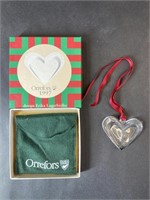 Orrefors 1997 Crystal Heart Ornament in Box