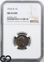 1916-D Lincoln Wheat Cent, NGC MS65 BN ** Color!