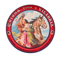 Corona y Victoria Beer Tin Litho Serving Tray