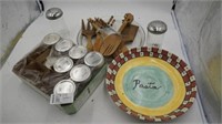 Canning Jars, wooden utensils, pasta bowl