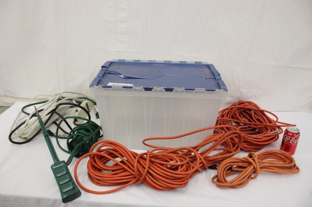 Storage Tote w/ Extension Cords & Outlets