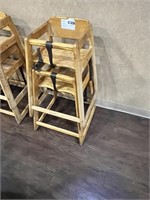 2 WOODEN HIGHCHAIRS, OAK FINISH