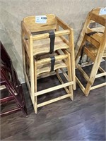 2 WOODEN HIGHCHAIRS, OAK FINISH