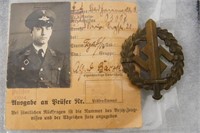 WWII Germany sporting badge w matching #'s & ID