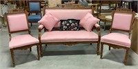 3-Pc decorative love seat & 2-chairs
W/casters