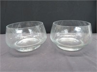 PAIR KROSNO POLISH CRYSTAL SALAD BOWLS