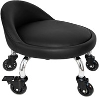 B2829  Rolling Stool with Backrest PU Leather 45