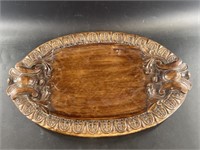 Simulated wood serving platter, 21"