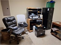 Desk, Chairs, Computer, Filing Cabinets