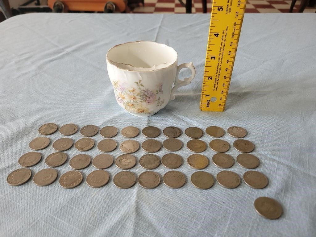 40 LIBERTY V NICKELS & Germany moustache cup