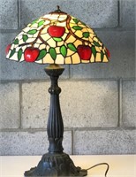 Very Nice Table Lamp, Stained Glass-Apples WORKS