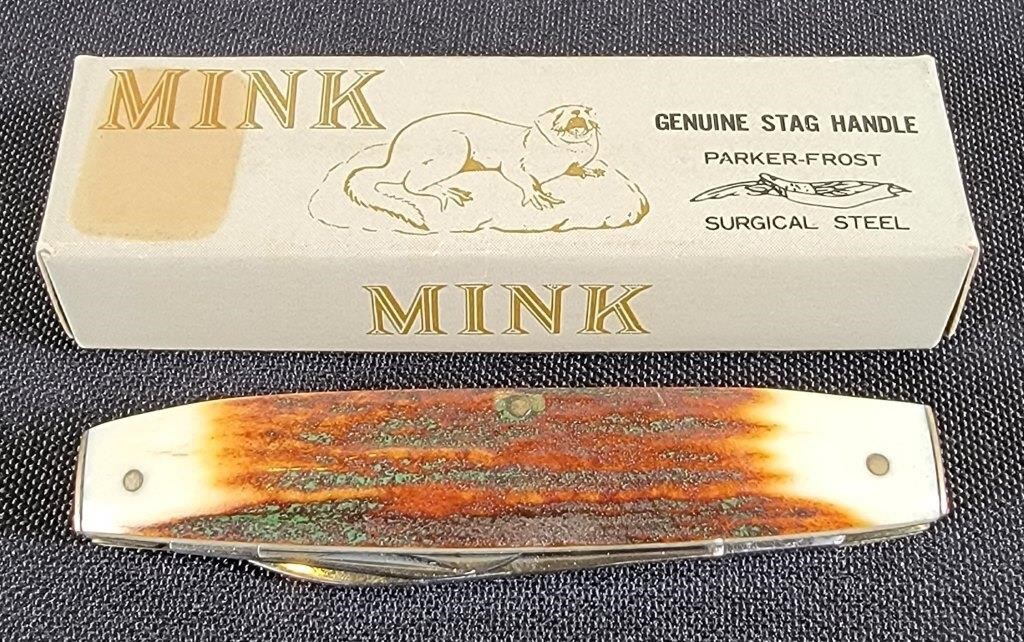 Mink Stag Handle Folding Knife