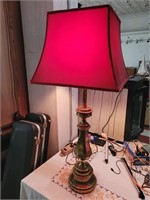 STIFFEL old metal table lamp w nice red shade