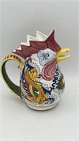 Art pottery rooster pitcher