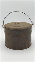 Antique metal berry bucket w/ lid