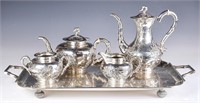 Set of 5Pcs Silver Tea Wares w/Makers Mark