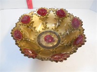 Rare Goofus Glass Painted Bowl