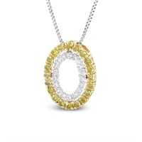 14k Gold-pl .53ct White & Yellow Diamond Necklace