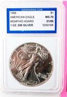 Coin 1988 Silver Eagle Certified IGS MS70