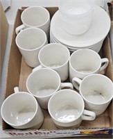 Cups and Saucers 8 White Cups and Saucers and 2