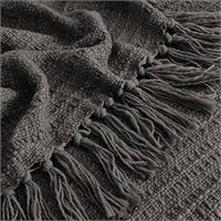 King Size Chunky Knit Blanket - Dark Grey