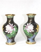 Cloisonné black vintage vases