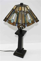 Modern Stained Leaded Table Lamp 19" H Works