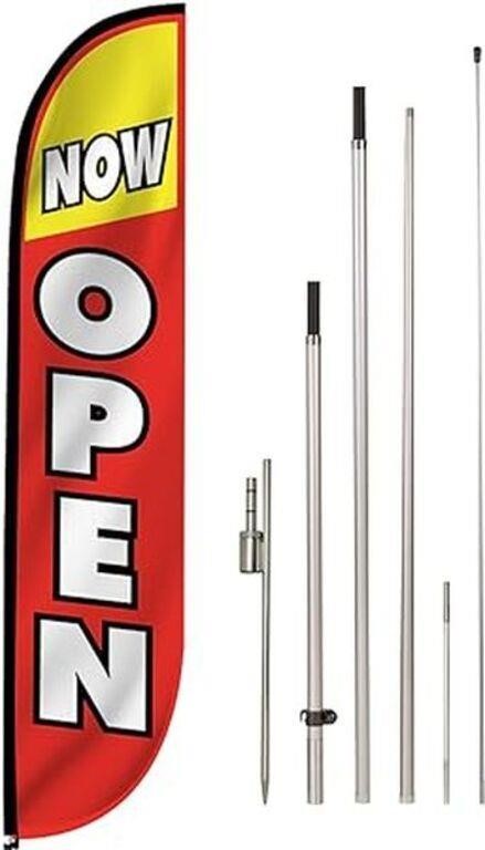 $120-LookOurWay Now Open 5' Flag Set with Pole and