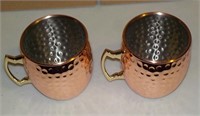 Lot of 2 Hammered Copper Mug With Brass Handle