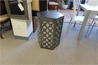 Hexagonal Antiqued Slate grey mirrored side table