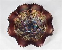 NORTHWOOD CARNIVAL GLASS GRAPE LEAF BOWL