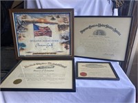 Framed Certificates & operation desert storm