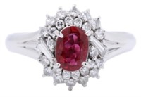 Platinum 1.47 ct GIA Ruby & Diamond Ring