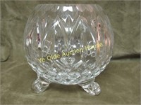 Footed Lead Crystal Glass Rose Bowl Vase