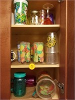CABINET OF PLASTIC GLASSES - MATCHING PITCHER AND