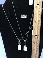 2 sterling silver chain necklaces with ivory penda