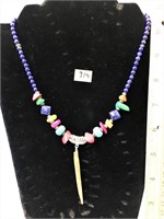 Coral, turquoise, and lapis with silver beads neck