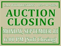 Auction Close Monday, September 18th | 6:00pm