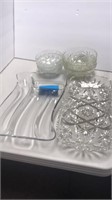 (6) bowls, glass condiment trays. All very clean